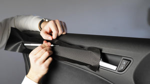 Do It Yourself interior wrapping by cutting the films to size while the trims are installed